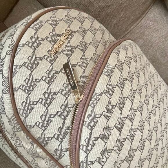Michael Kors  Backpack canvas leather Tan mk all over versatile carry all main image 6